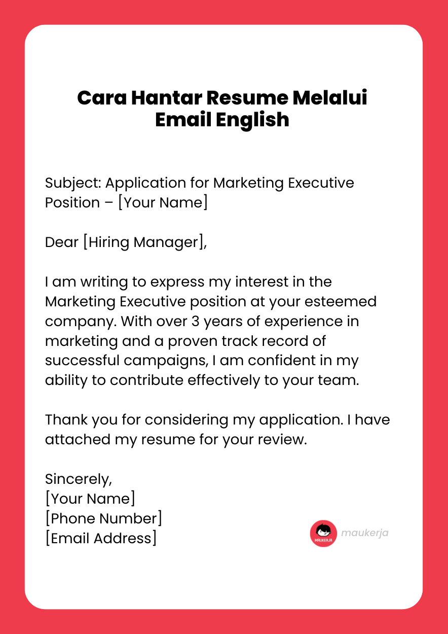 Cara Hantar Resume Melalui Email English